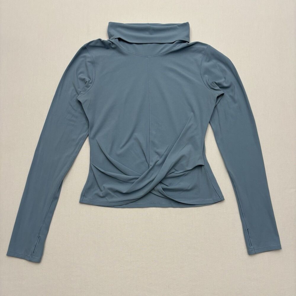 Lululemon Melodic Movement Long Sleeve Turtleneck Twist Front Top Blue Size 8